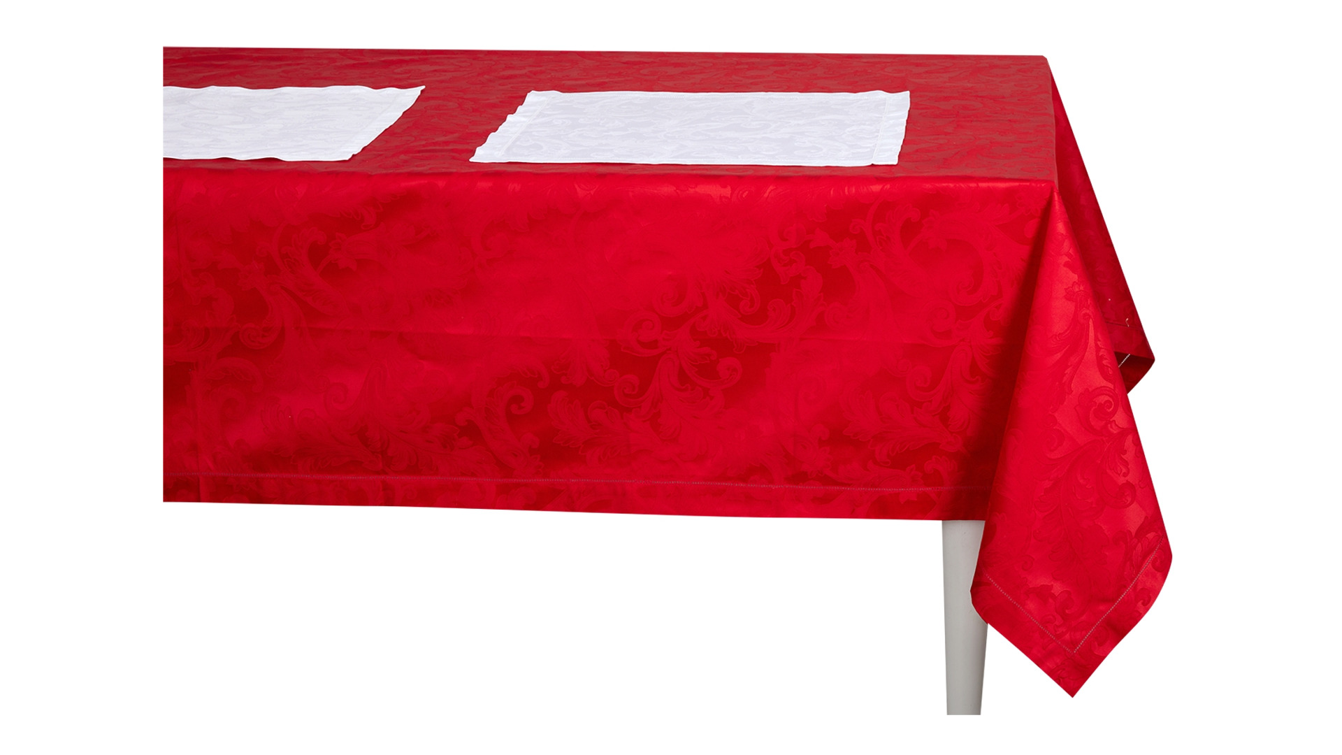 Набор столового белья Кадомский вениз Acanto Rosso 13 предметов, красный с белым, хлопок, п/к