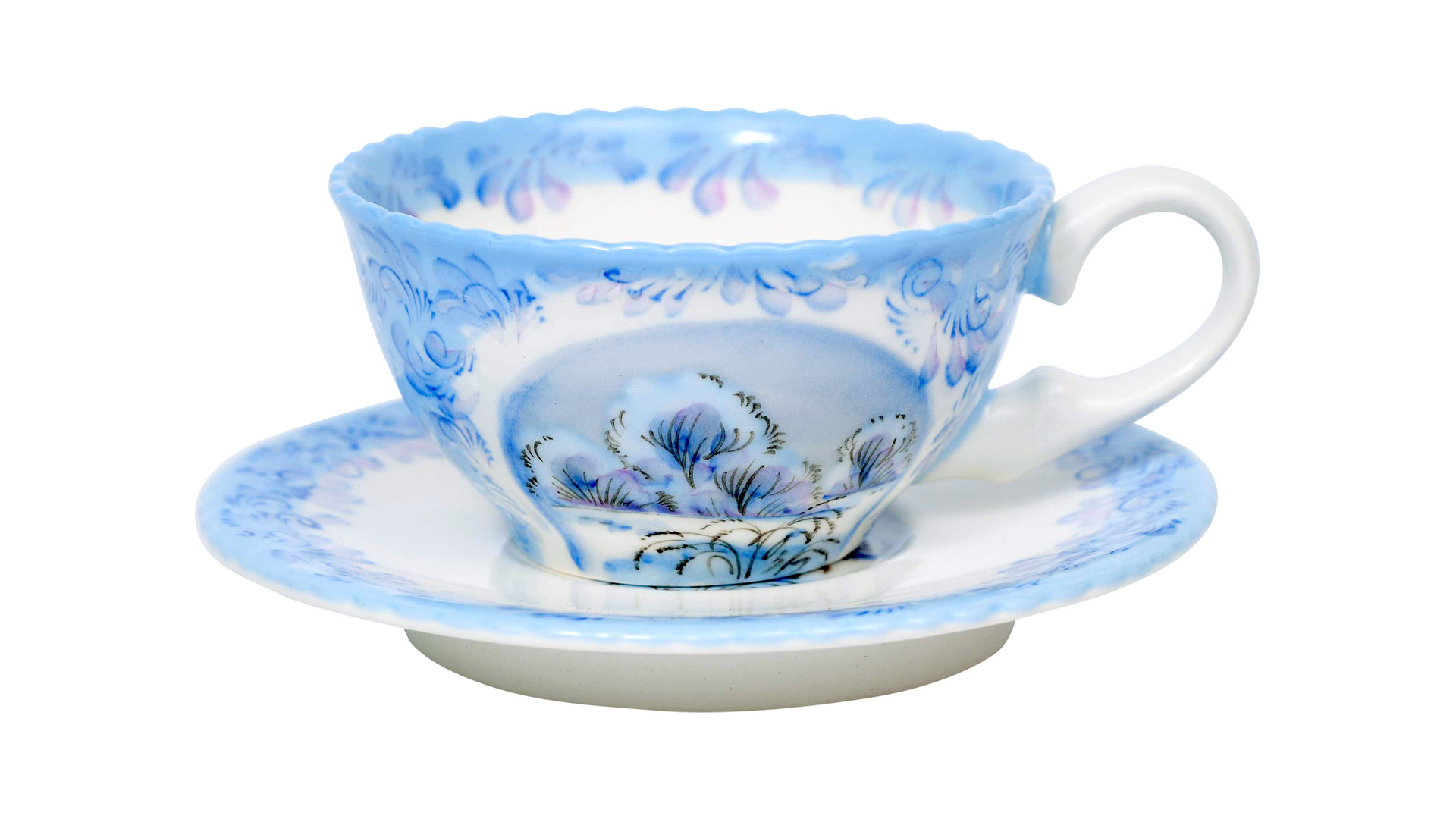 Чашка чайная с блюдцем Семикаракорская керамика Рождественский 170 мл, фаянс