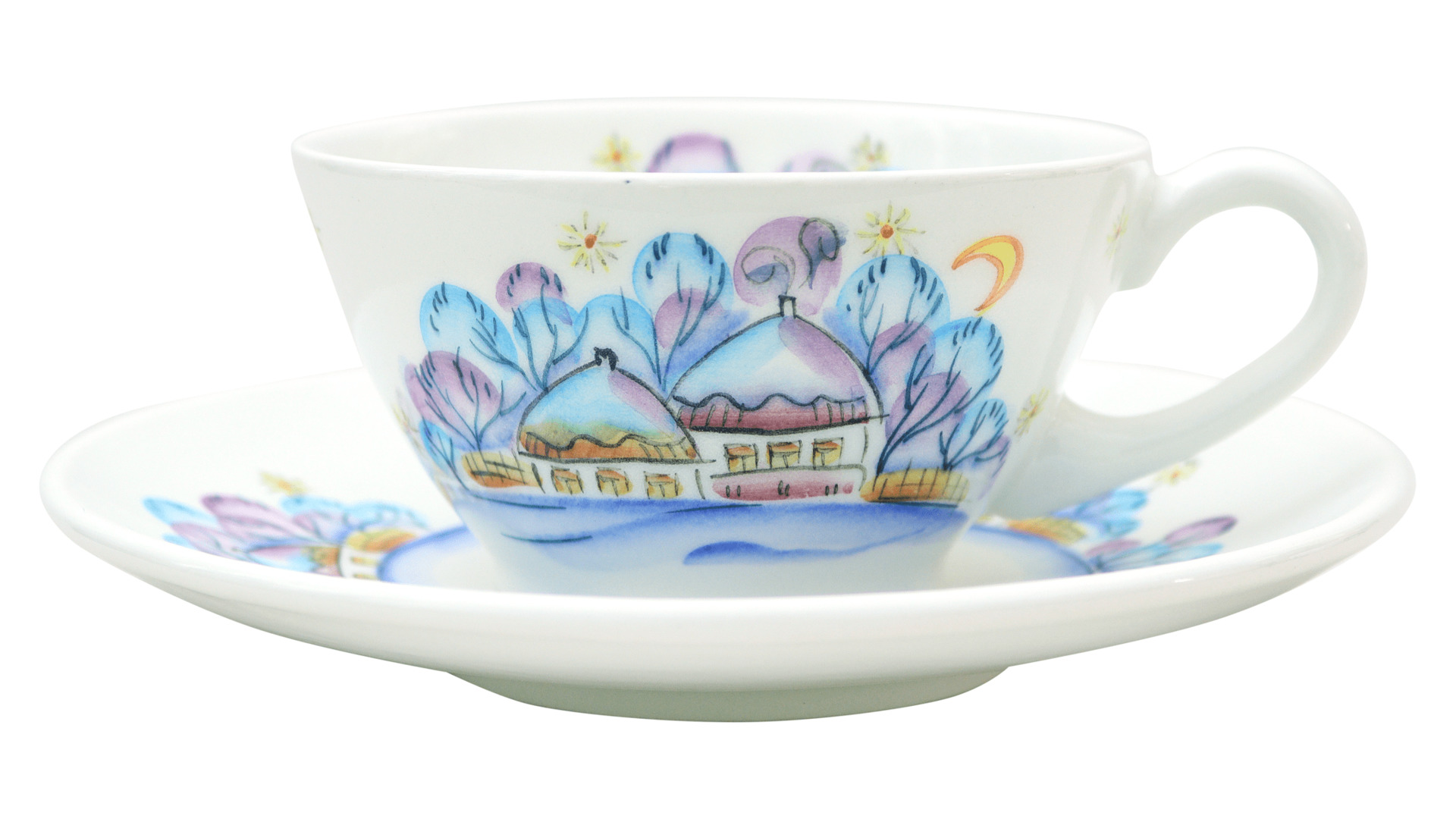 Чашка чайная с блюдцем Семикаракорская керамика Вечер на хуторе 300 мл, фаянс