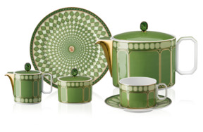 Сервиз чайный Rosenthal Сваровски 6 персон, 15 предметов, фарфор, зеленый