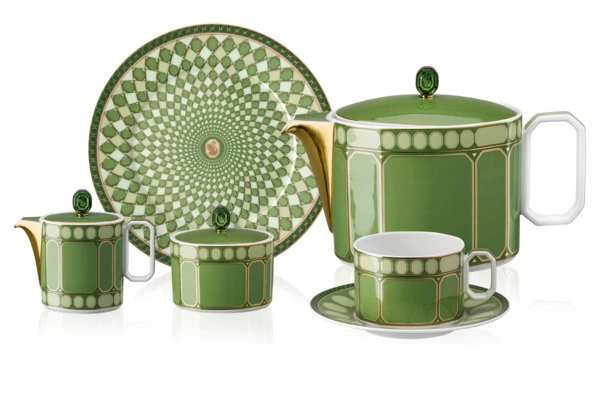 Сервиз чайный Rosenthal Swarovski Сигнум 6 персон, 15 предметов, фарфор, зеленый