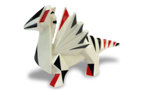 Скульптура с орнаментом АМК Дракон Оригами 10 см, красная, фарфор твердый, п/к