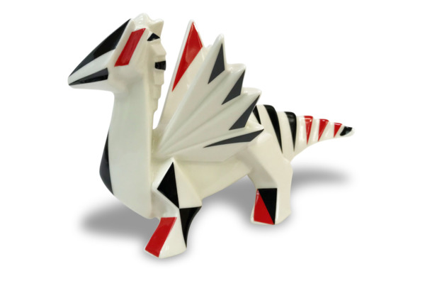 Скульптура с орнаментом АМК Дракон Оригами 10 см, красная, фарфор твердый, п/к