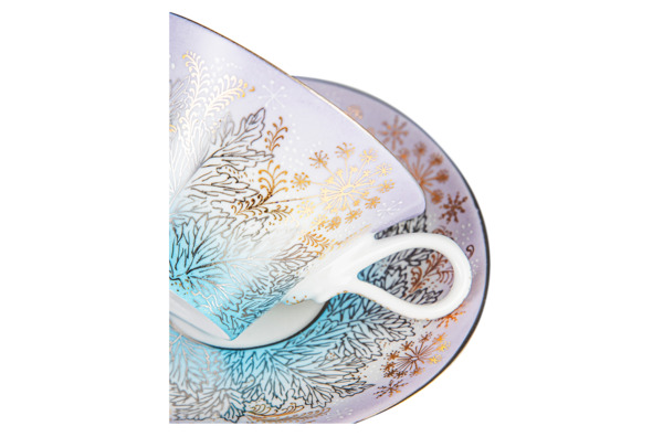 Чашка чайная с блюдцем Франц Гарднер в Вербилках Дыхание зимы, фарфор твердый, п/к