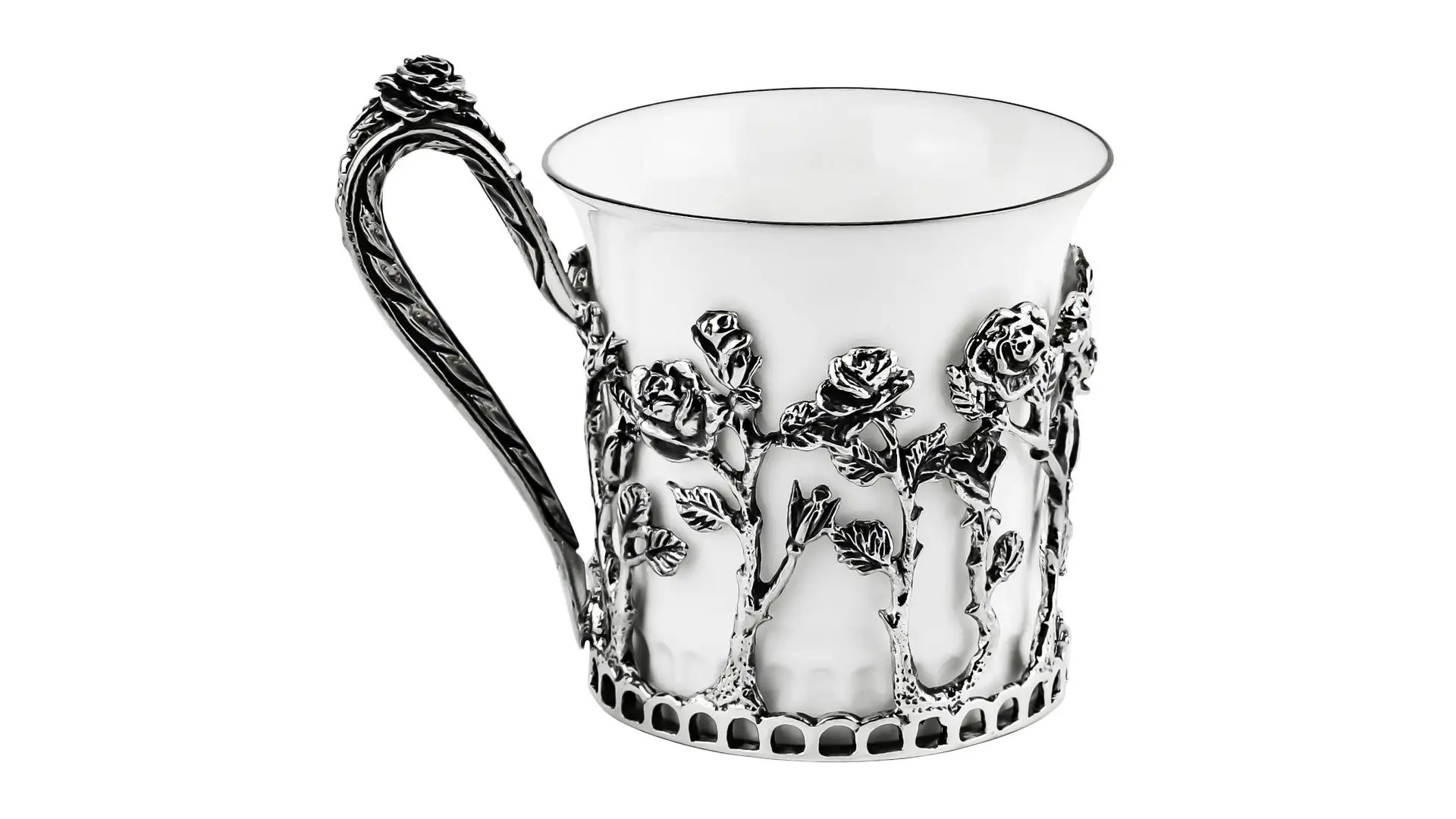 Набор чашек кофейных в футляре АргентА Розалия 84,54 г 2 предмета, серебро 925