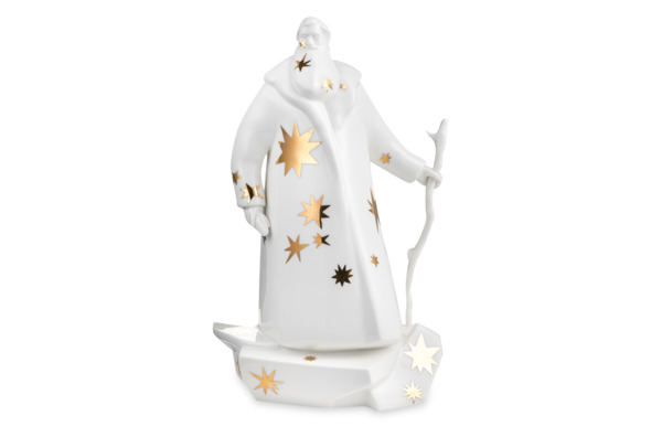 Скульптура Shirokov Дед Мороз 33x18 см, фарфор костяной, белая с золотыми звездами, п/к