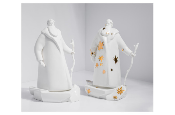 Скульптура Shirokov Дед Мороз 33x18 см, фарфор костяной, белая с золотыми звездами, п/к