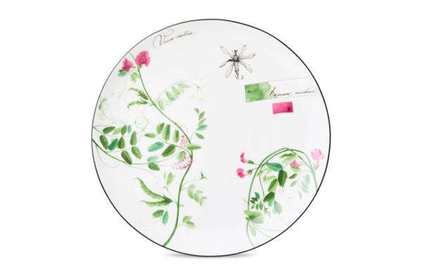 Тарелка обеденная Shirokov Скетчбук Горошек 27 см, фарфор костяной