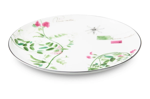 Тарелка обеденная Shirokov Скетчбук Горошек 27 см, фарфор костяной