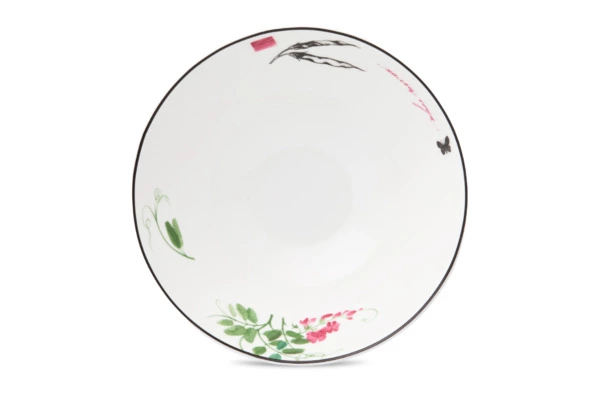 Тарелка суповая Shirokov Скетчбук Горошек 460 мл, фарфор костяной