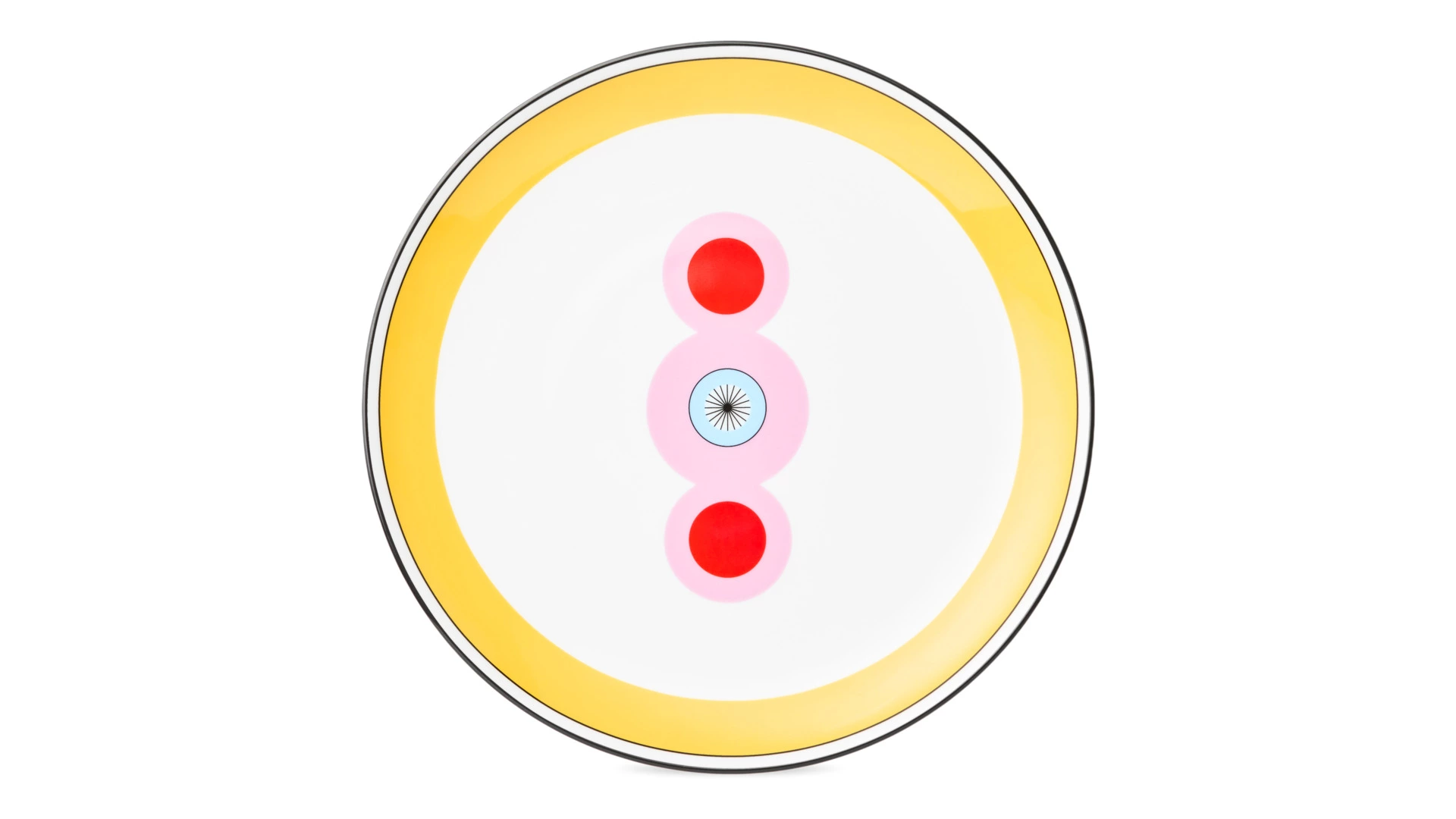 Тарелка обеденная Shirokov Мемфис 27 см, желтый кант, фарфор костяной