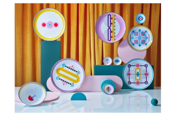 Тарелка обеденная Shirokov Мемфис 27 см, голубой кант, фарфор костяной