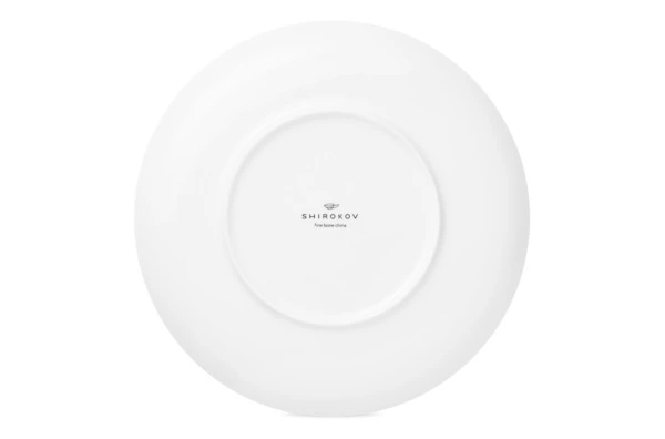 Тарелка обеденная Shirokov Мемфис 27 см, голубой кант, фарфор костяной
