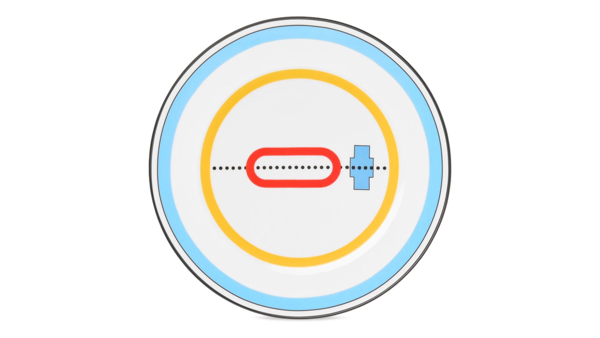 Тарелка закусочная Shirokov Мемфис 20,5 см, голубой кант, фарфор костяной