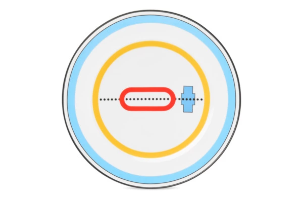Тарелка закусочная Shirokov Мемфис 20,5 см, голубой кант, фарфор костяной