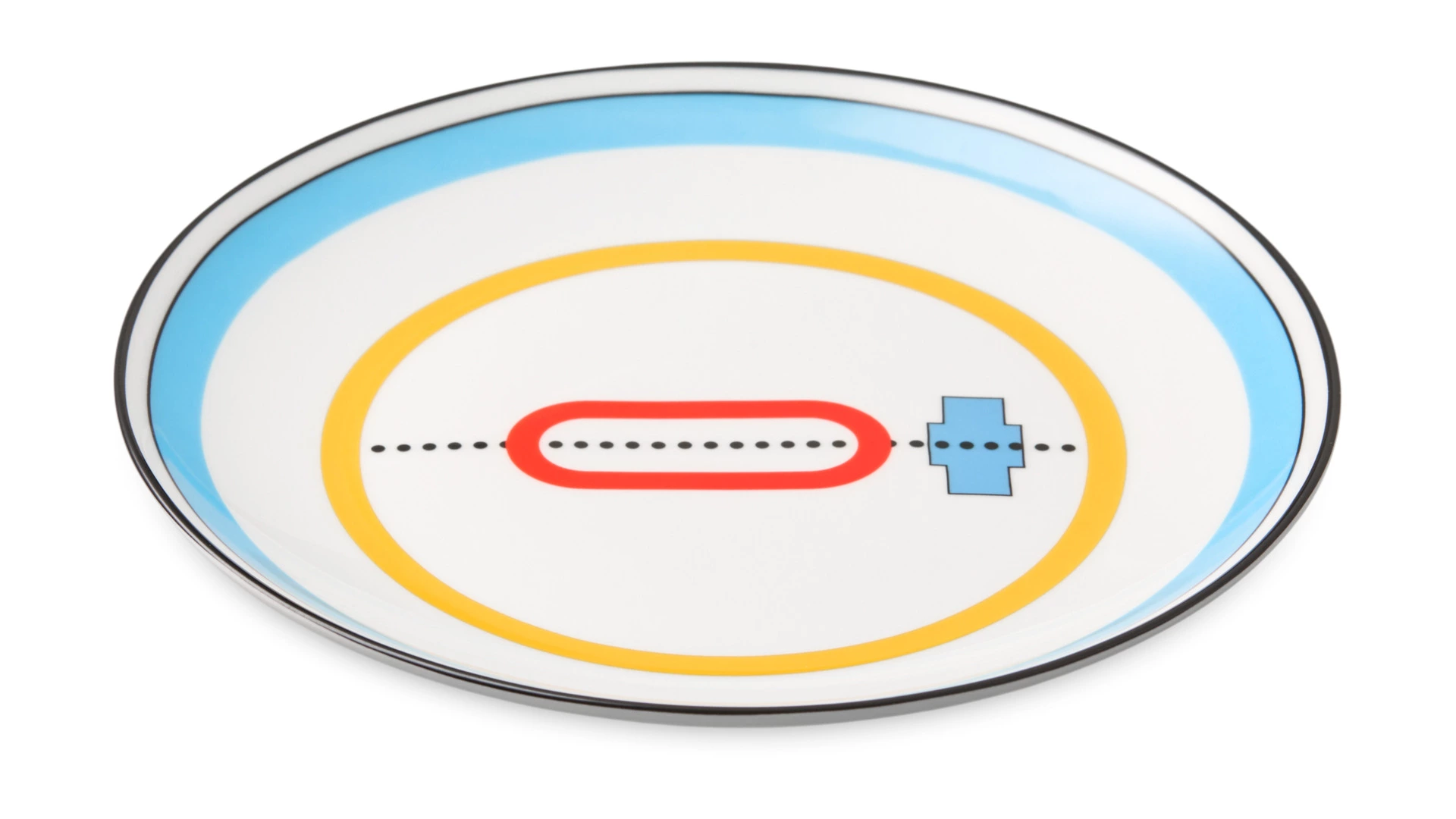 Тарелка закусочная Shirokov Мемфис 20,5 см, голубой кант, фарфор костяной