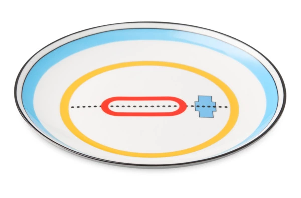 Тарелка закусочная Shirokov Мемфис 20,5 см, голубой кант, фарфор костяной