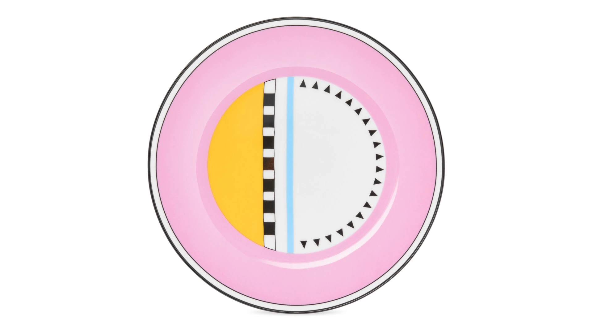 Тарелка закусочная Shirokov Мемфис 20,5 см, розовый кант, фарфор костяной