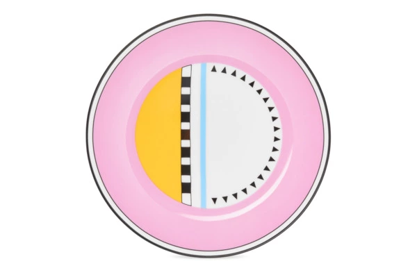 Тарелка закусочная Shirokov Мемфис 20,5 см, розовый кант, фарфор костяной