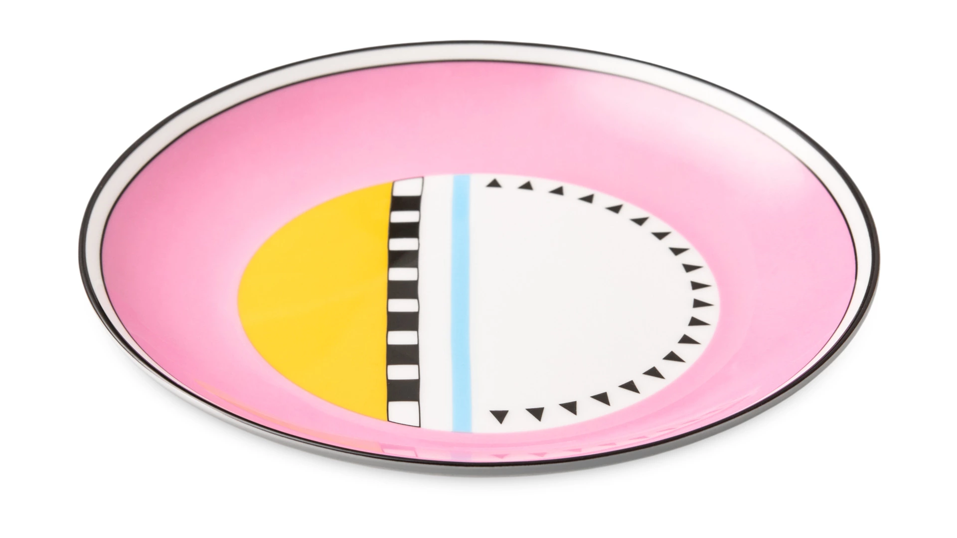 Тарелка закусочная Shirokov Мемфис 20,5 см, розовый кант, фарфор костяной