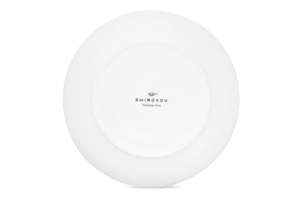Тарелка закусочная Shirokov Мемфис 20,5 см, розовый кант, фарфор костяной