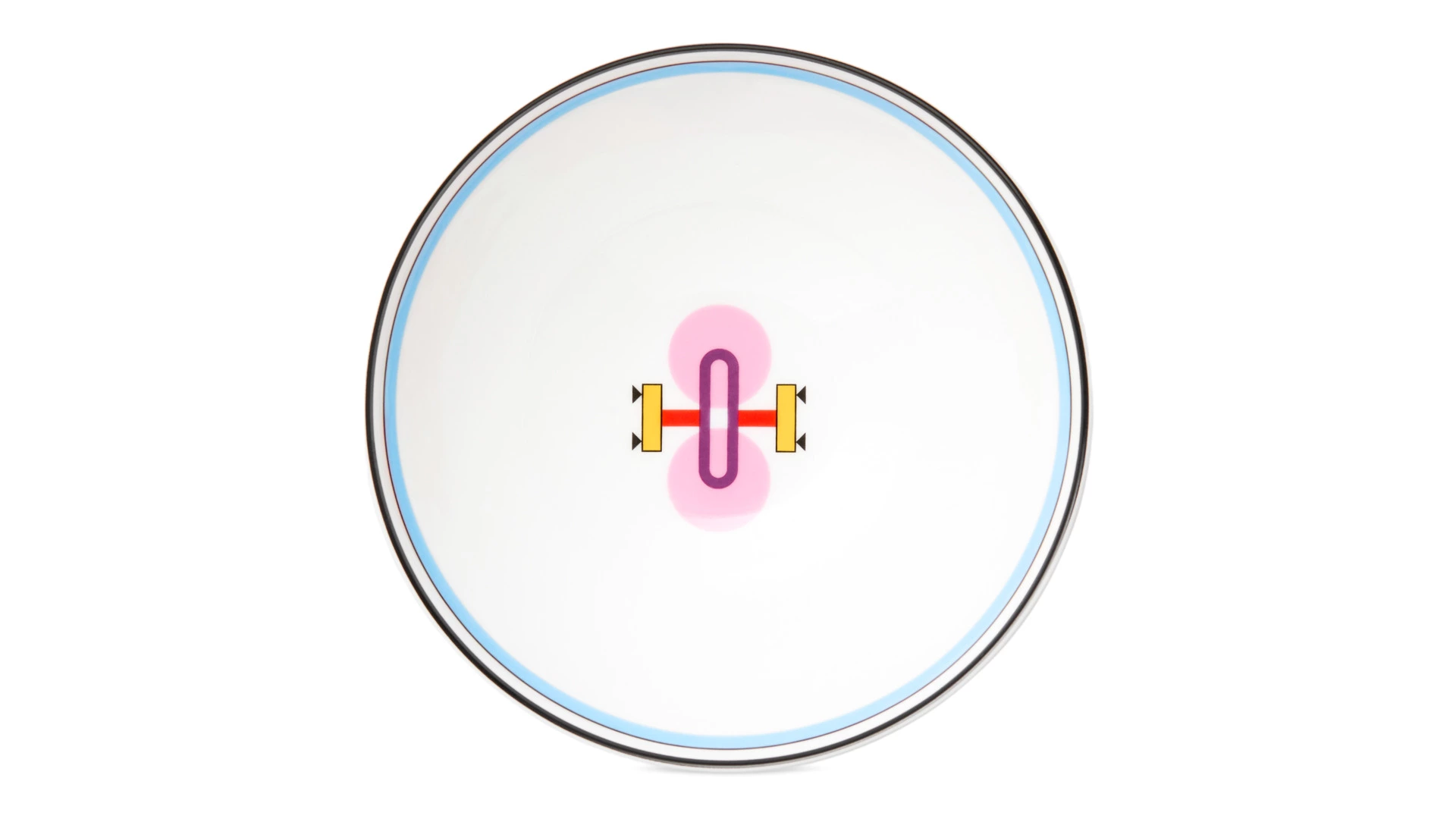 Тарелка суповая Shirokov Мемфис 460 мл, голубой кант, фарфор костяной