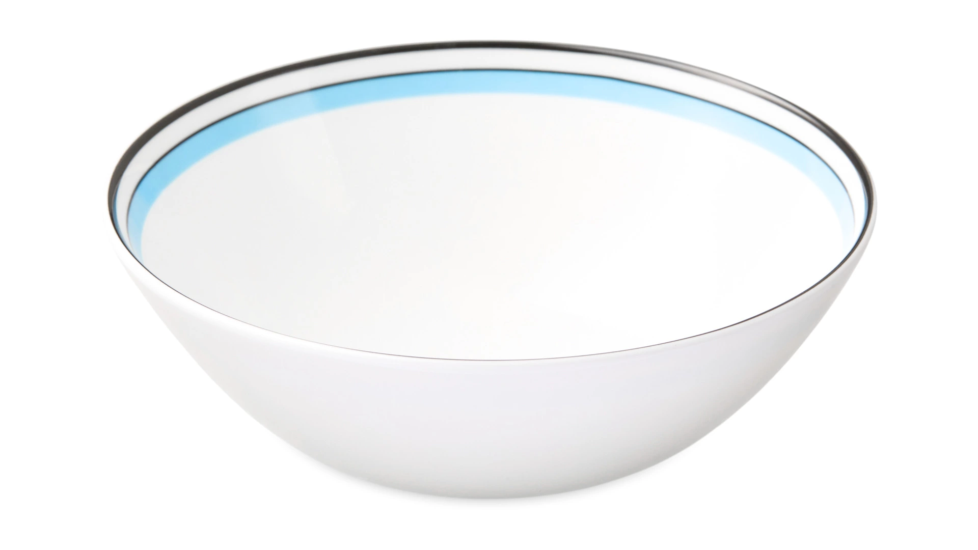 Тарелка суповая Shirokov Мемфис 460 мл, голубой кант, фарфор костяной