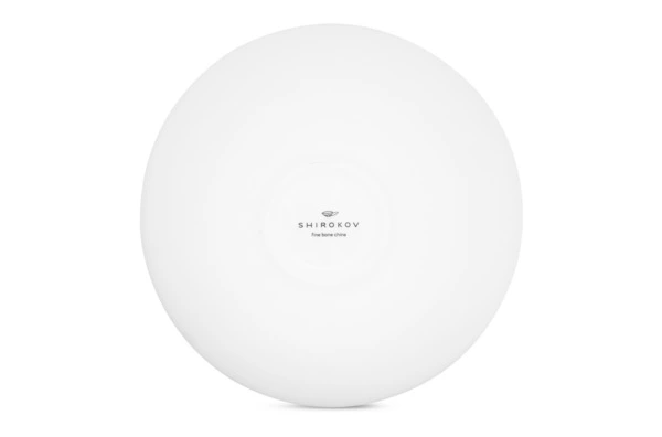 Тарелка суповая Shirokov Мемфис 460 мл, голубой кант, фарфор костяной