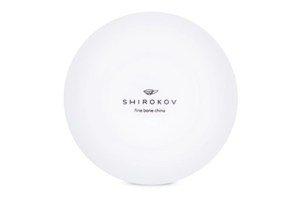 Розетка Shirokov Мемфис 8 см, голубой кант, фарфор костяной