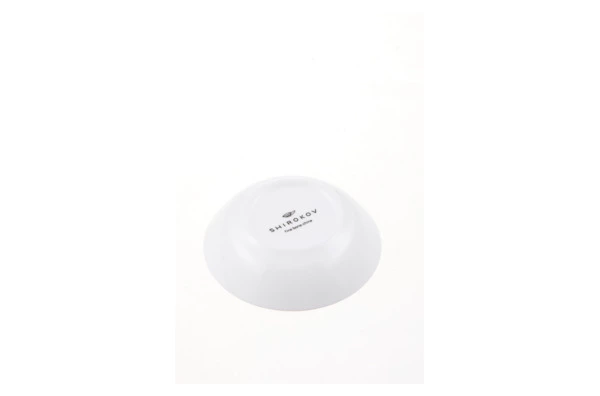 Розетка Shirokov Мемфис 8 см, голубой кант, фарфор костяной