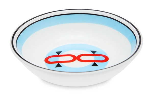 Розетка Shirokov Мемфис 8 см, голубой кант, фарфор костяной