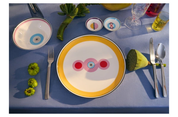 Розетка Shirokov Мемфис 8 см, голубой кант, фарфор костяной