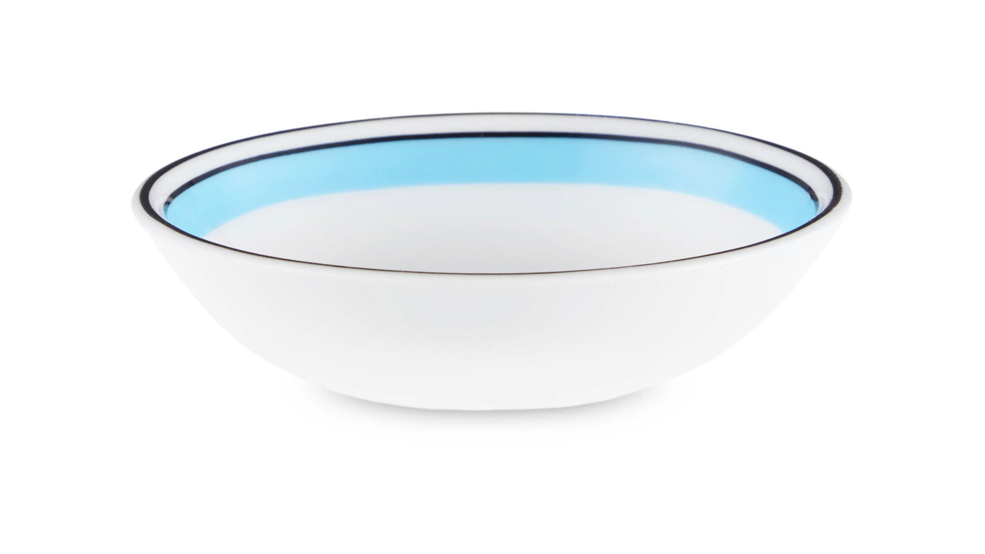 Розетка Shirokov Мемфис 8 см, голубой кант, фарфор костяной