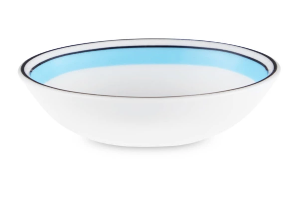 Розетка Shirokov Мемфис 8 см, голубой кант, фарфор костяной