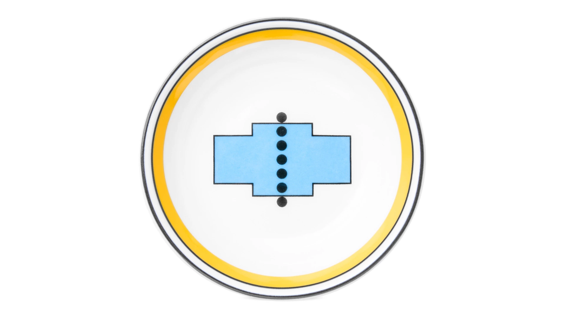 Розетка Shirokov Мемфис 8 см, желтый кант, фарфор костяной