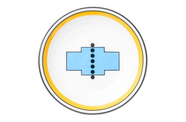 Розетка Shirokov Мемфис 8 см, желтый кант, фарфор костяной