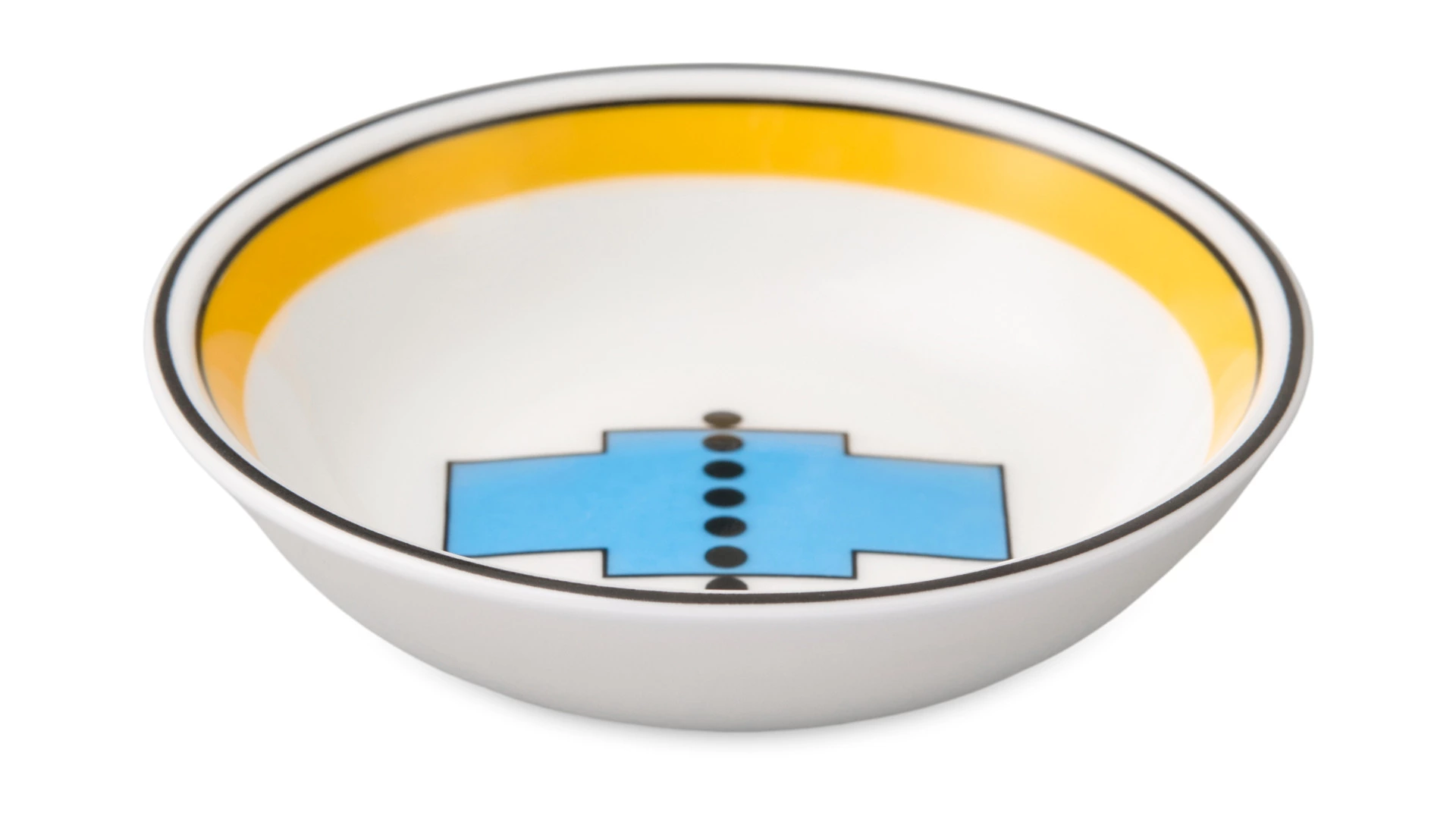 Розетка Shirokov Мемфис 8 см, желтый кант, фарфор костяной