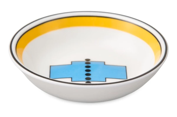 Розетка Shirokov Мемфис 8 см, желтый кант, фарфор костяной