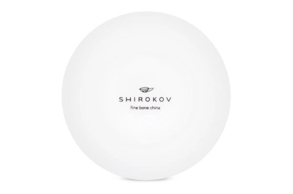 Розетка Shirokov Мемфис 8 см, желтый кант, фарфор костяной