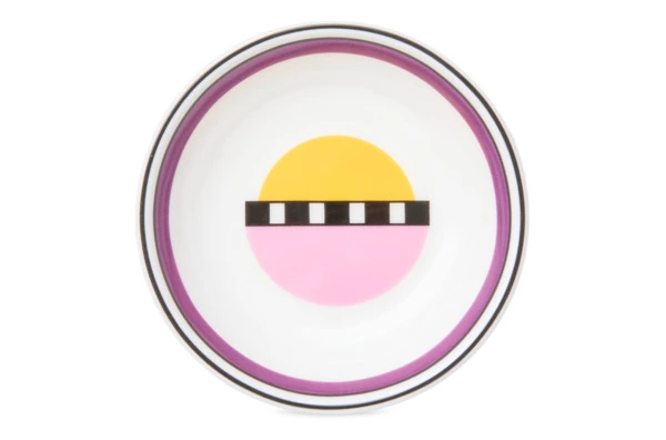 Розетка Shirokov Мемфис 8 см, фиолетовый кант, фарфор костяной