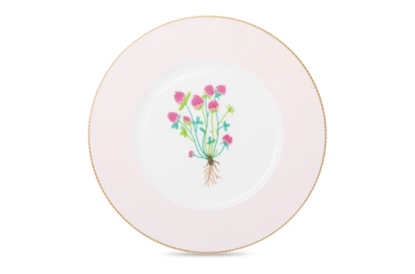 Тарелка закусочная Shirokov Гербарий Клевер 23,5 см, фарфор костяной, позолота