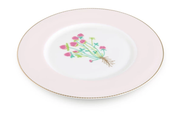 Тарелка закусочная Shirokov Гербарий Клевер 23,5 см, фарфор костяной, позолота