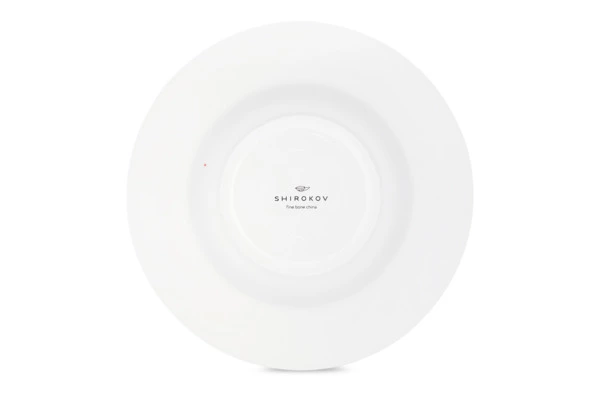 Тарелка суповая Shirokov Гербарий Подорожник 24 см, 300 мл, фарфор костяной, позолота