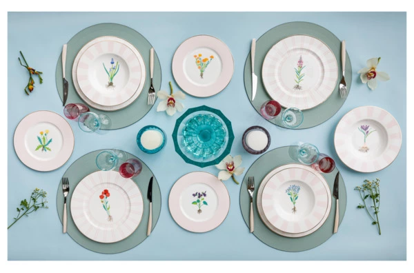 Сервиз столовый Shirokov Гербарий на 4 персоны, 12 предметов, фарфор костяной, позолота