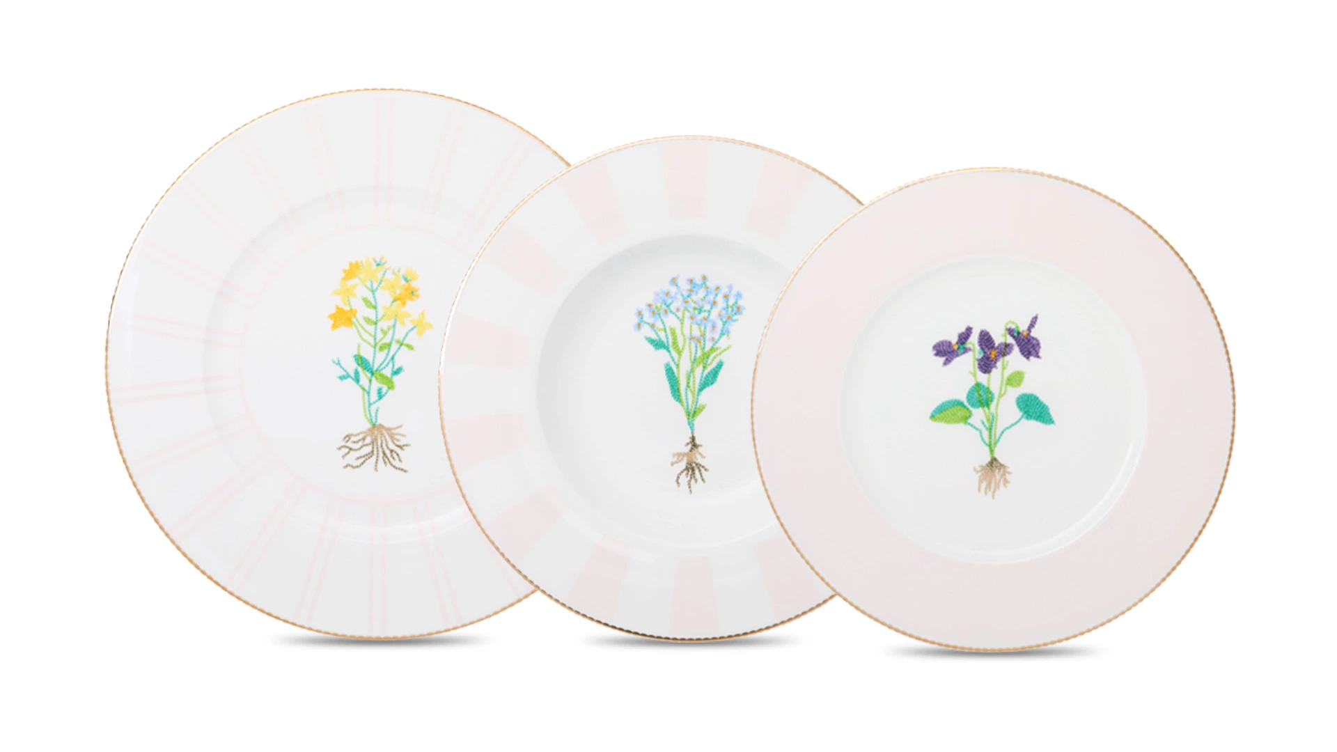 Сервиз столовый Shirokov Гербарий на 4 персоны, 12 предметов, фарфор костяной, позолота