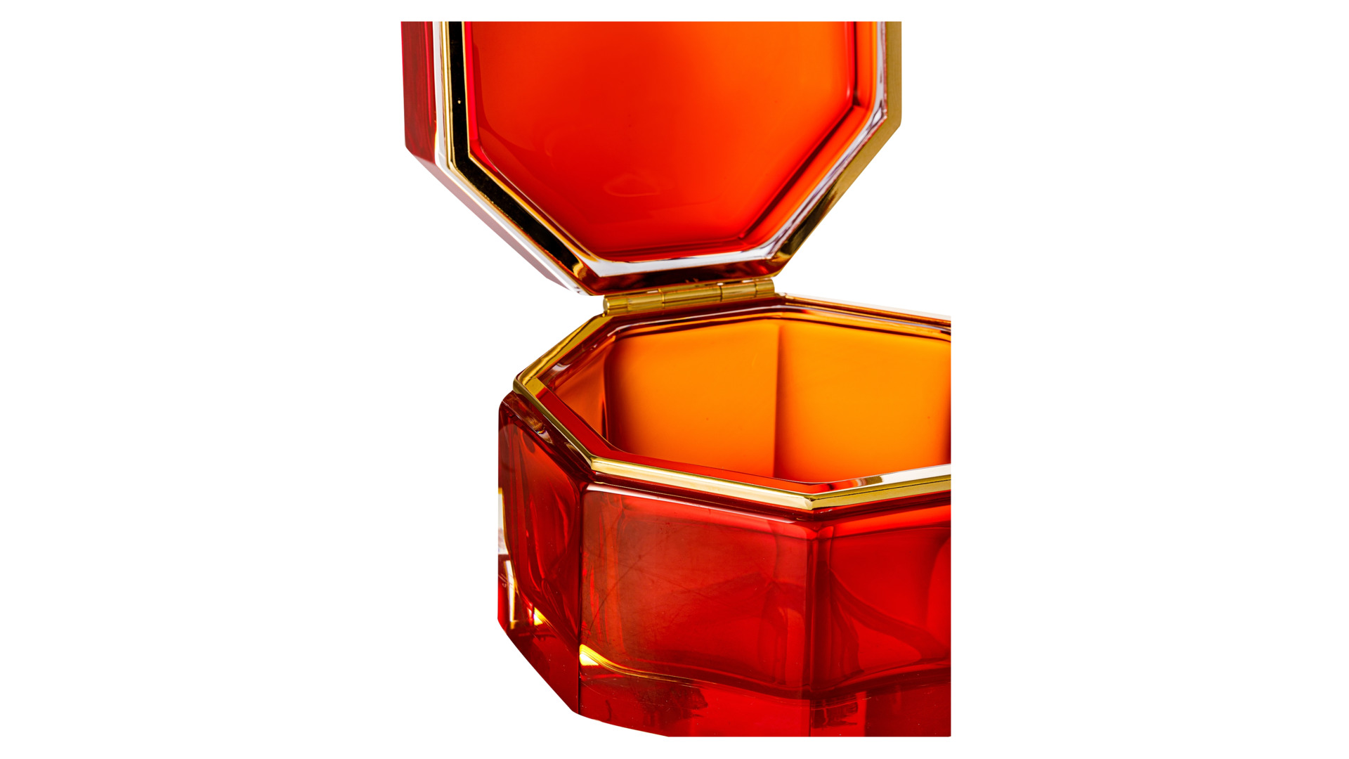 Шкатулка для украшений Alessandro Mandruzzato 18х12х11 см, стекло муранское, золото, красная