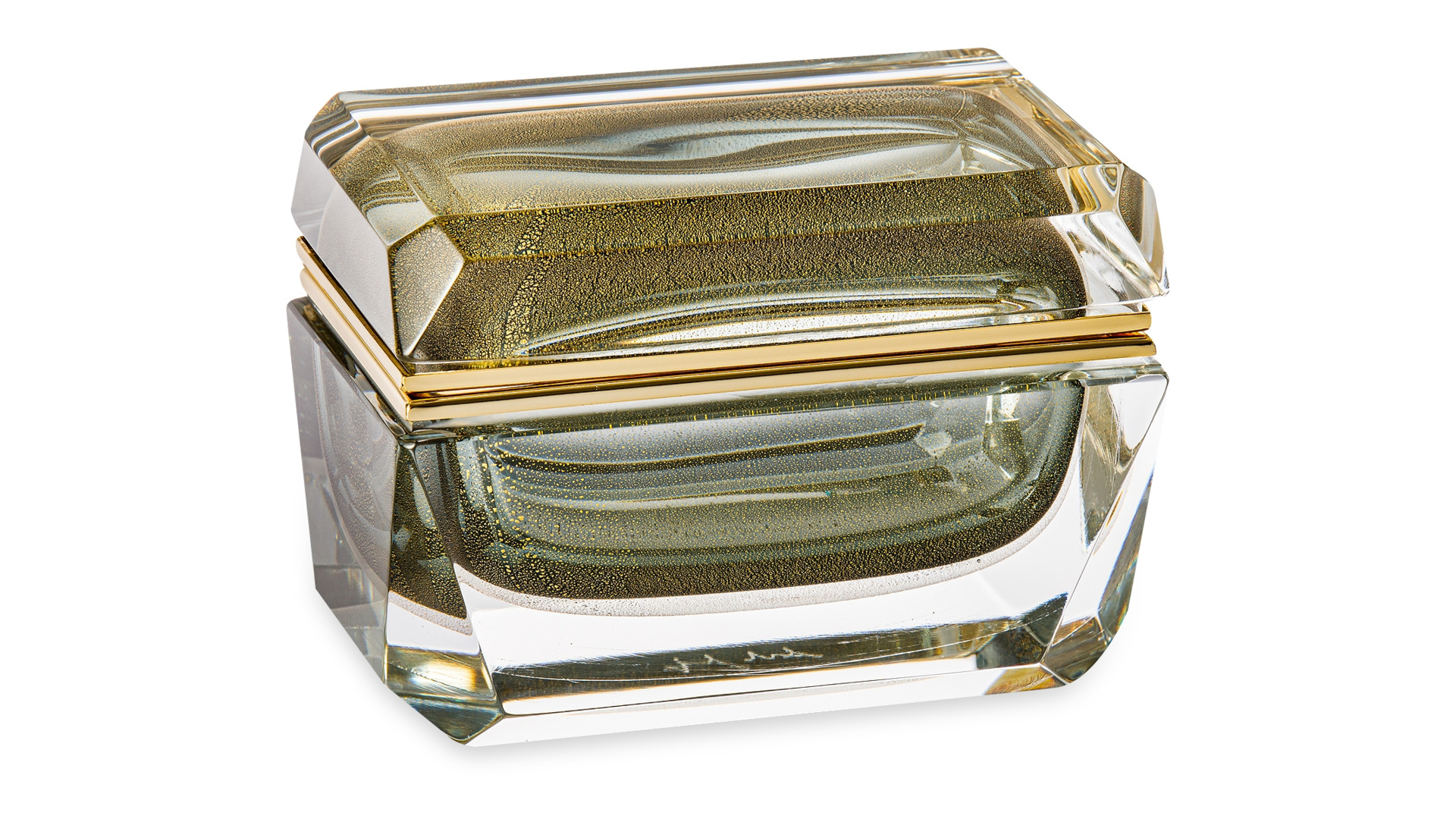 Шкатулка для украшений Alessandro Mandruzzato 18х12х11 см, стекло муранское, золото, серая