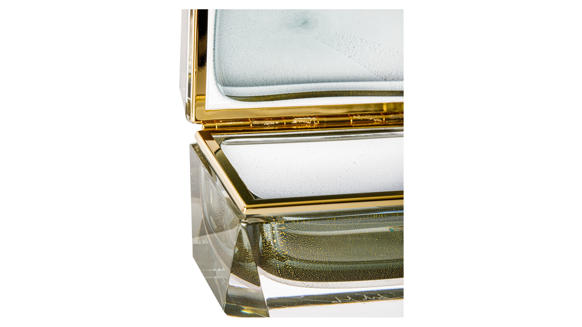 Шкатулка для украшений Alessandro Mandruzzato 18х12х11 см, стекло муранское, золото, серая