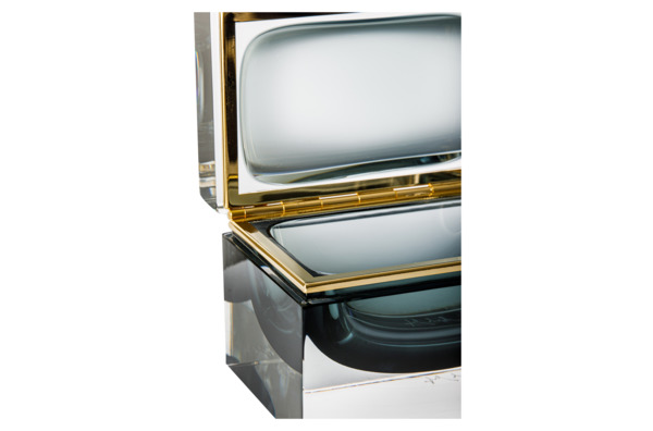 Шкатулка для украшений Alessandro Mandruzzato 18х12х11 см, стекло муранское, золото, графитовая