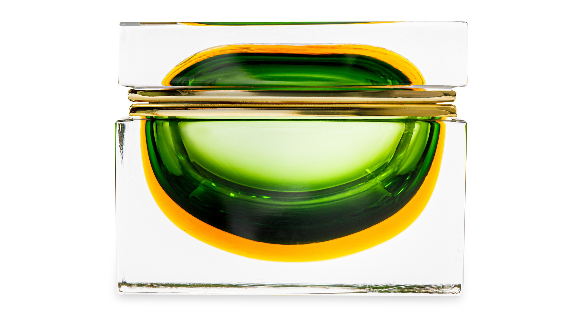 Шкатулка для украшений Alessandro Mandruzzato 13х8х11 см, стекло муранское, золото, зеленая